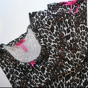 Betsey Johnson Intimates Pajama Set Med Leopard